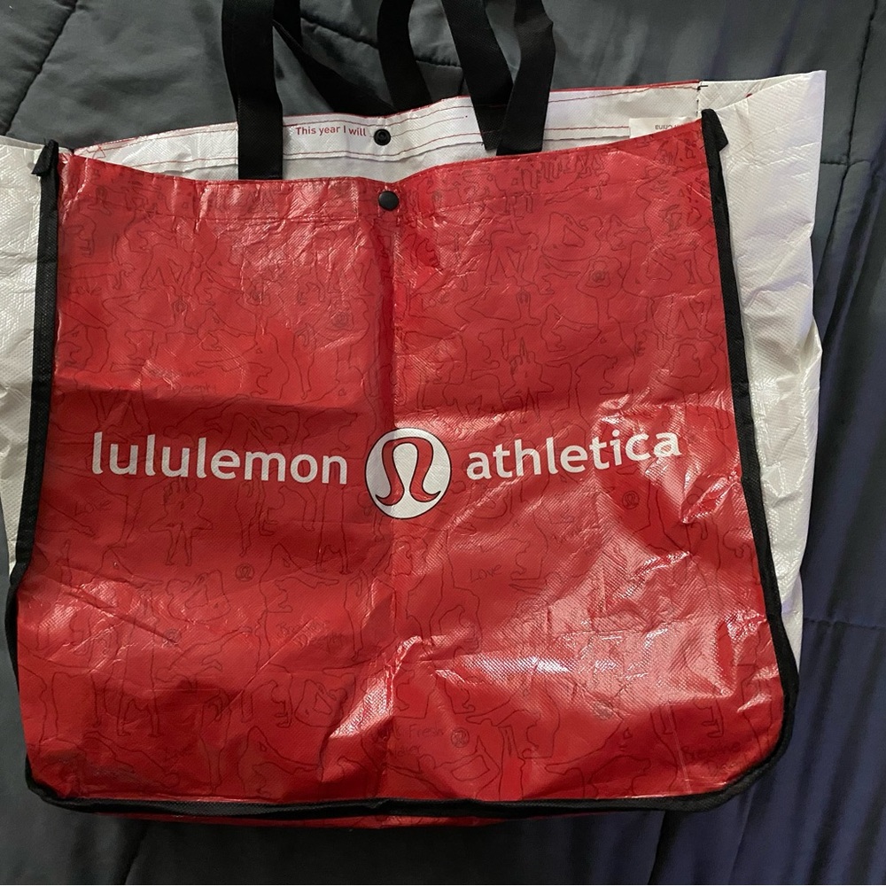 lululemon athletica Red and White Tote Bag